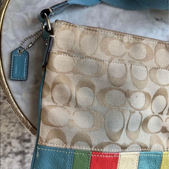 Coach Bags Coach Signature Stripe Multicolored Light Khaki